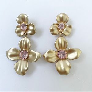 🆕 Ann Taylor Loft Gold Sparkle Floral Drop Earrings